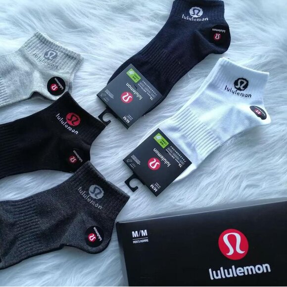 Lululemon Classic Logo Mens Cotton Socks 5 Pack - Picture 2 of 3